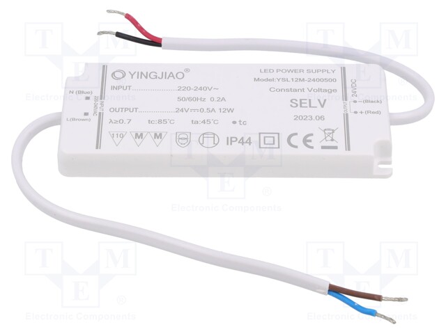 Power supply: switched-mode; LED; 12W; 24VDC; 500mA; 220÷240VAC