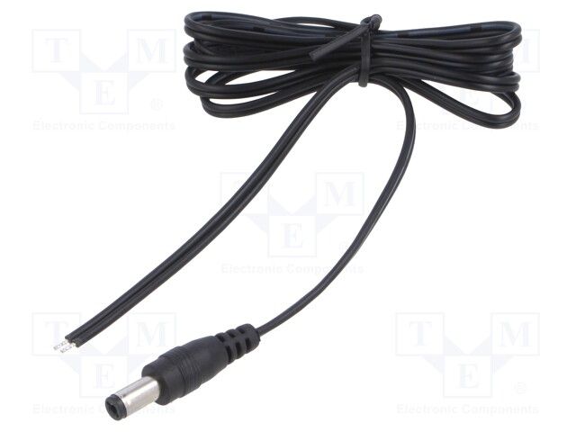 Cable; 2x0.5mm2; DC 5,5/2,1 plug; straight; black-gray,black; 1m
