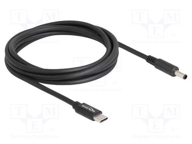 Cable; USB C plug,DC 4,5/3,0 plug; straight; black; 1.5m; black