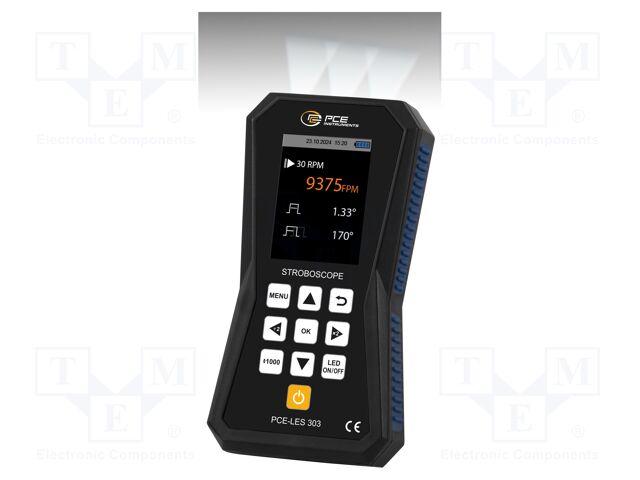 Meter: tachometer, LED stroboscope; Display: LCD 2,8"; IP52; 4.5h