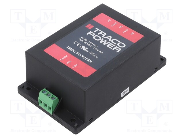 Converter: DC/DC; 60W; Uin: 80÷160V; Uout: 48VDC; Iout: 1250mA; 300g