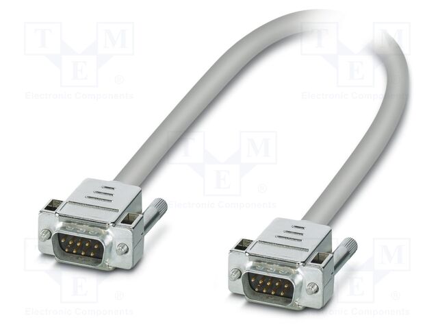 Cable; D-Sub 9pin plug,both sides; PVC; Len: 1m; grey; Core: Cu