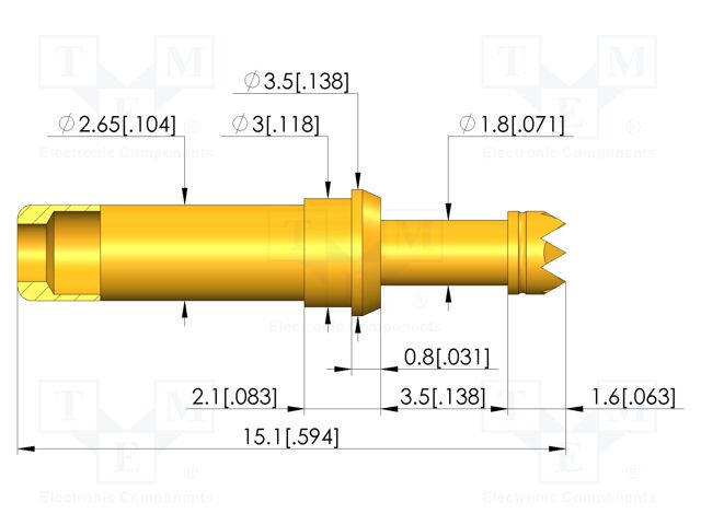 Test needle; Spring compression: 2.8mm; 3.5mm; 30A; CuBe; Ø: 2.3mm