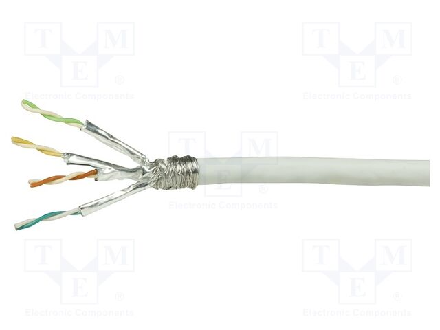 Wire; S/FTP; 4x2x23AWG; 6; wire; CCA; PVC; grey; 50m; Øcable: 6.7mm