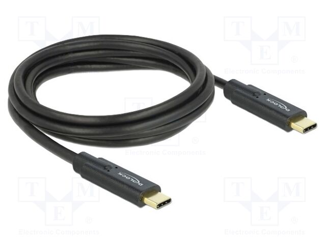 Cable; USB C plug,both sides; 2m; black; 26AWG,30AWG,32AWG; 5Gbps