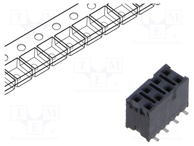 Connector: pin strips; female; PIN: 8; 2.54mm; gold-plated; SMT