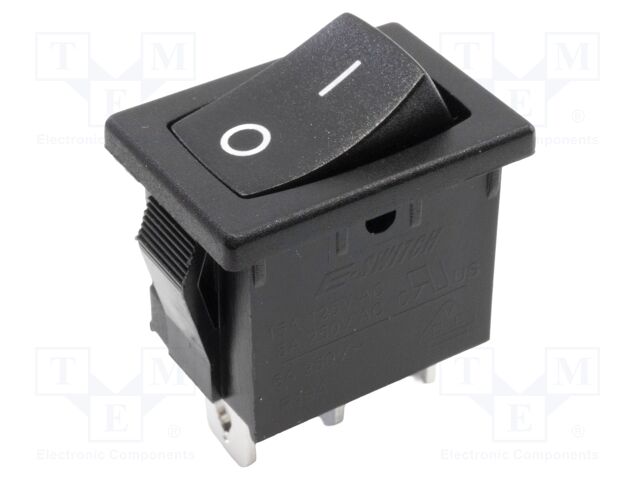 ROCKER SWITCH, SPDT, 15A, 125VAC, BLACK