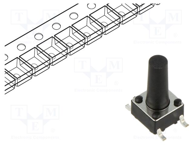 Microswitch TACT; SPST; Pos: 2; 0.05A/12VDC; SMT; 2.45N; 6x6x3.5mm
