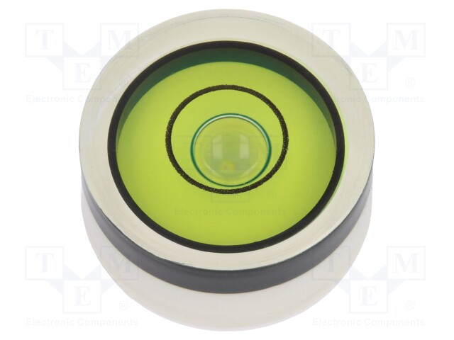 Spirit level; H: 9mm; Ømount.hole: 18mm; plastic; Body: white