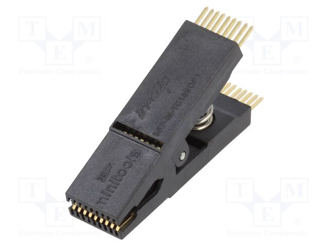 Test clip; black; gold-plated; SO18,SOIC18,SOJ18; 10mm; max.150°C
