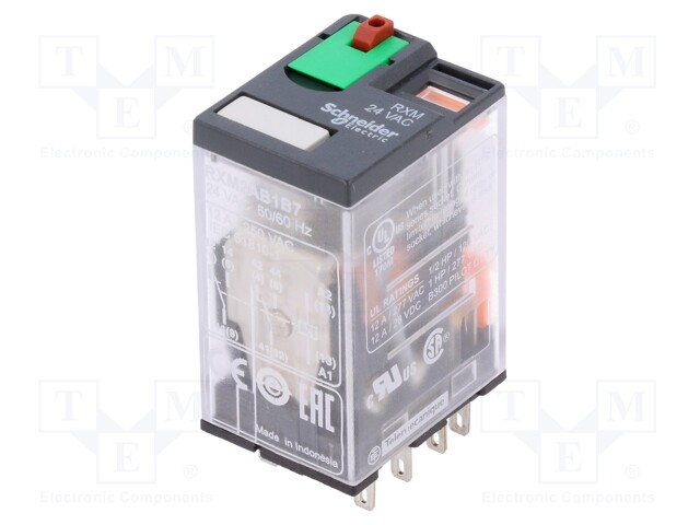 Relay: electromagnetic; DPDT; Ucoil: 24VAC; 12A/250VAC; 12A/28VDC