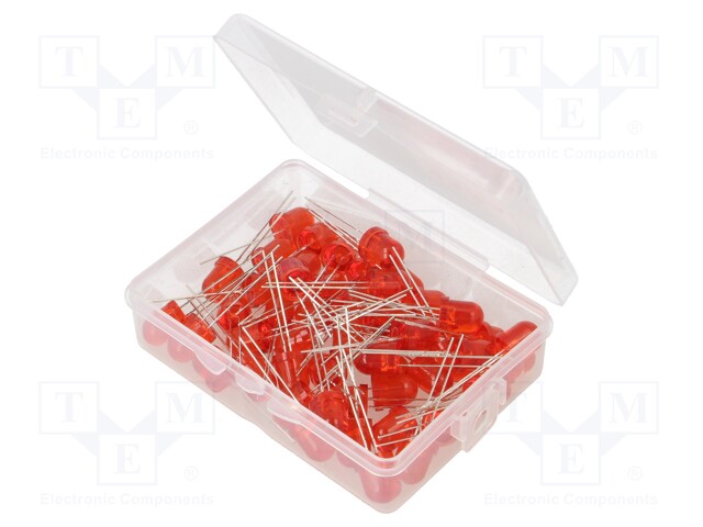 Kit: LED; 8mm; THT; 50pcs; red; 3÷15V; Kit: LED diode red x50; 8mA