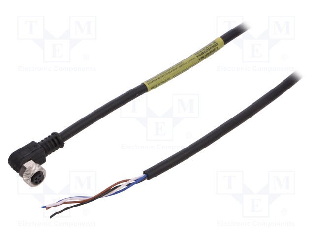 Connector: M8; female; PIN: 4; angled 90°; with lead; plug; 3A; 30V