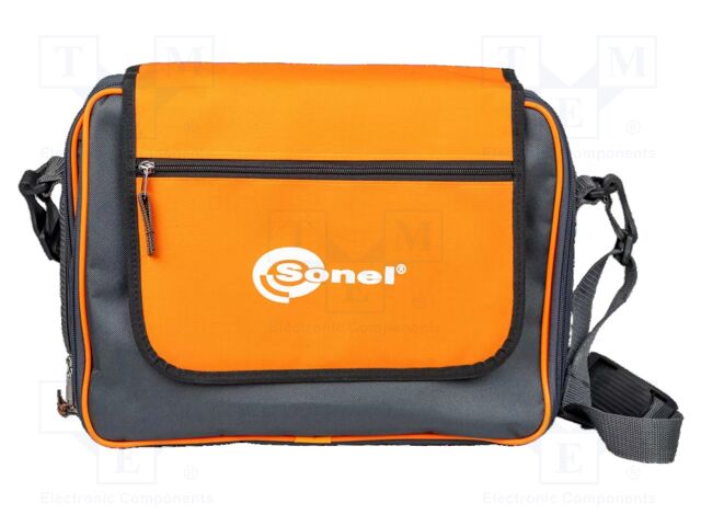Soft case; 38x34x12mm; orange-grey; fabric