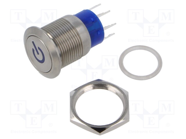 Switch: vandal resistant; Pos: 2; DPST; 3A/250VAC; OFF-ON; blue