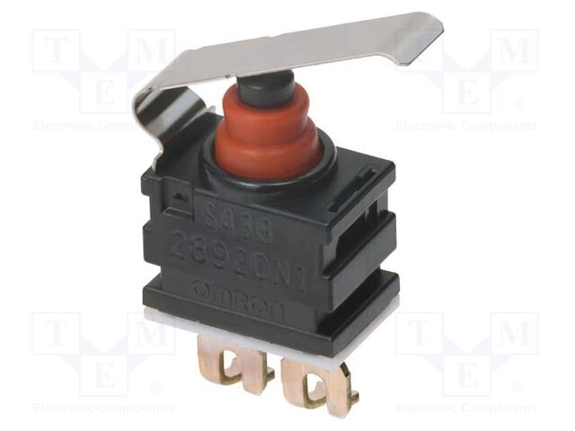 Microswitch SNAP ACTION; with lever with end bended out; Pos: 2