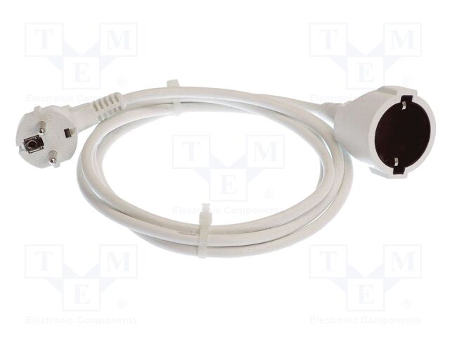 Extension lead; 3G1.5mm2; Sockets: 1; PVC; white; 2m; 16A