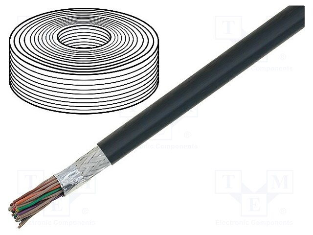 Wire: ribbon; round; 1.27mm; stranded; Cu; 5x2x28AWG; PVC; black