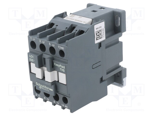 Contactor: 3-pole; NO x3; Auxiliary contacts: NO; 230VAC; 25A; DIN