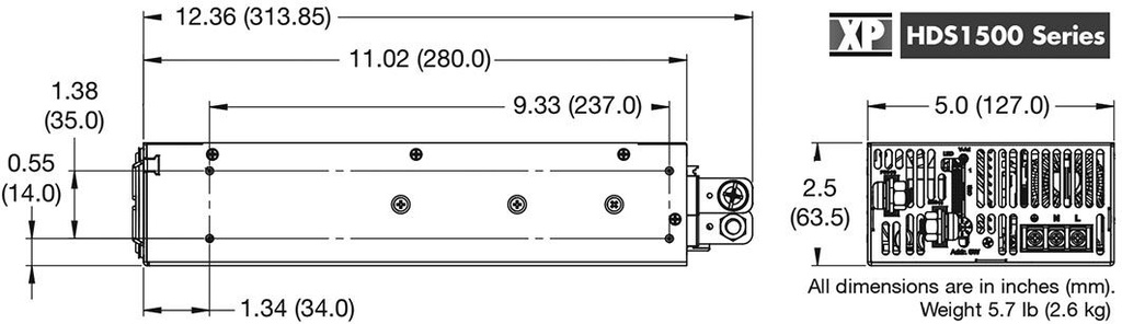 Power supply: switched-mode; 1500W; 60VDC; 25A; OUT: 1; 2.6g; 93%