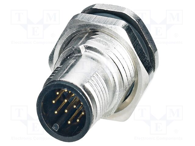 Connector: M12; socket; PIN: 12; male; 30V; straight; THT; A code