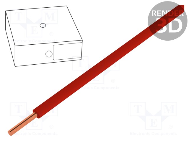 Wire; H05V-U; solid; Cu; 0.5mm2; red; PVC; 300/500V; 100m