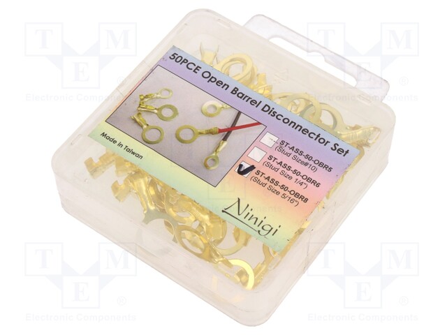 Kit: ring terminals; M8; 0.5÷1.5mm2; brass; 50pcs.