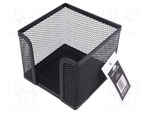 Sticky notes container; black; metal