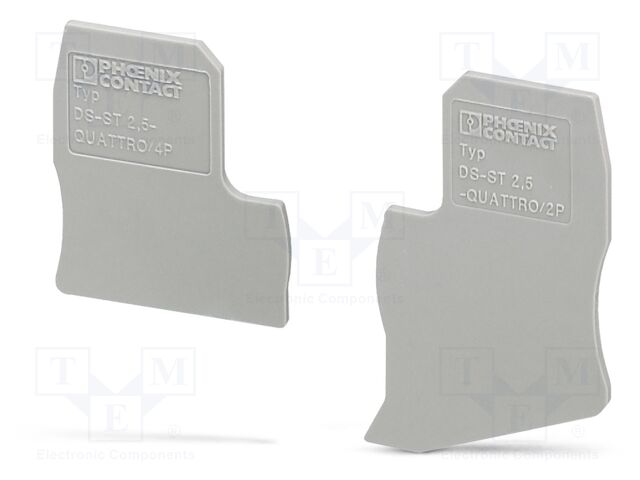 End piece; L: 36.5mm; H: 72mm; Body: grey