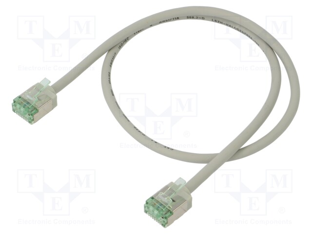 Patch cord; U/FTP; Cat 8.1; stranded; Cu; LSZH; grey; 0.5m; 32AWG