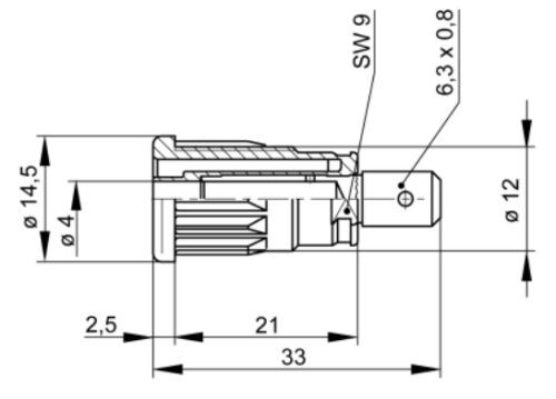 Connector: 4mm banana; socket; 32A; 1kV; blue; gold-plated; 33mm
