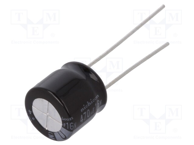 Capacitor: electrolytic; THT; 470uF; 16VDC; Ø10x9mm; Pitch: 5mm