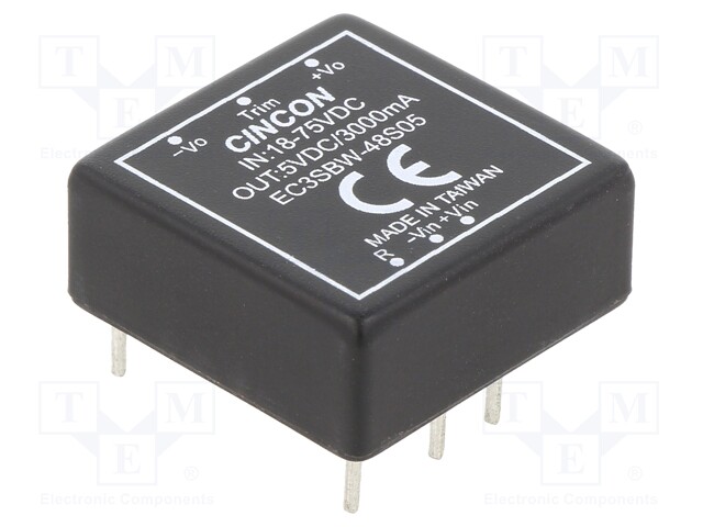 Converter: DC/DC; 15W; Uin: 18÷75V; 5VDC; Iout: 3000mA; 18g; 400kHz