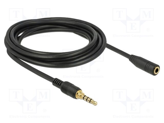 Cable; Jack 3.5mm 3pin socket,Jack 3,5mm 4pin plug; 3m; black