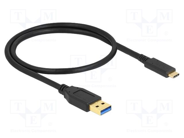 Cable; USB A plug,USB C plug; 0.5m; black; 22AWG,30AWG; 10Gbps
