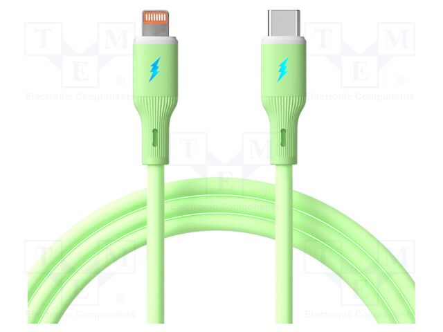 Cable; USB 2.0; Apple Lightning plug,USB C plug; nickel plated