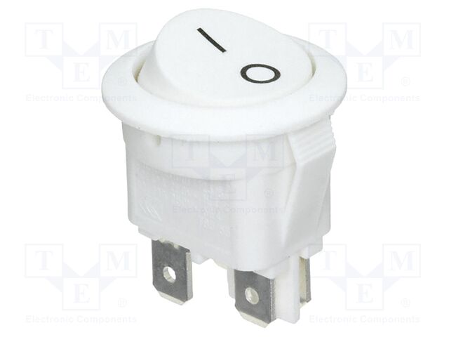ROCKER; DPST; Pos: 2; OFF-ON; 10A/125VAC; white; none; Body: white