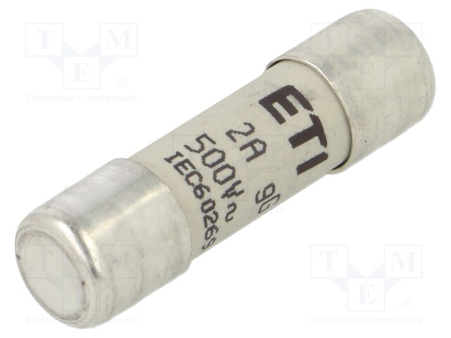 Fuse: fuse; gG; 2A; 500VAC; cylindrical; 10.3x38mm