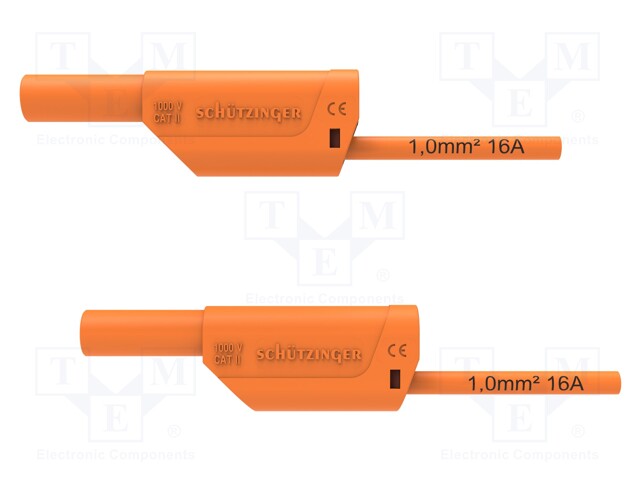 Test lead; 16A; banana plug 4mm,both sides; Urated: 1kV; Len: 2m