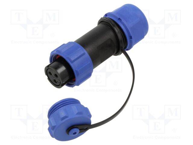 Connector: circular; plug; female; PIN: 3; IP68; SP13; soldering