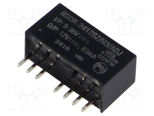 Converter: DC/DC; 1W; Uin: 9÷36V; Uout: 3.3÷17VDC; Iout: 167mA; SIP8