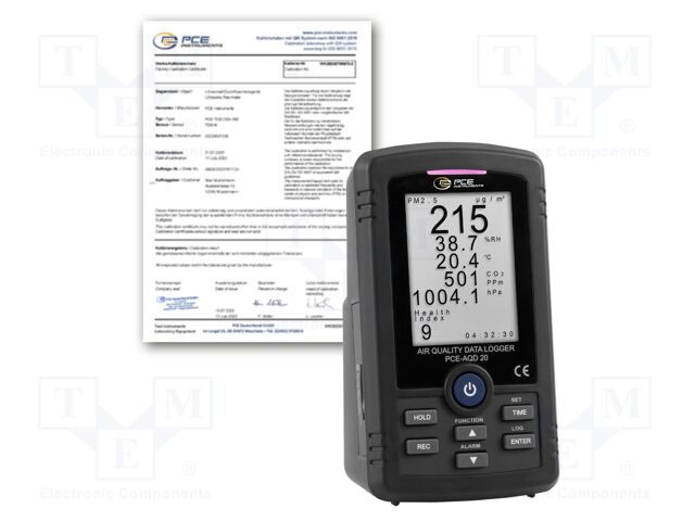 Meter: air quality; Range: 0÷10000ppm (CO2),0÷250um/m3; ±3%