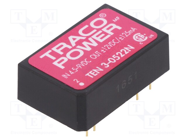 Converter: DC/DC; 3W; Uin: 4.5÷9V; Uout: 12VDC; Uout2: -12VDC; DIP24