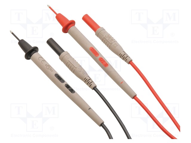 Test lead; silicone; 1m; 10A; red and black; 2x test lead; 0.75mm2