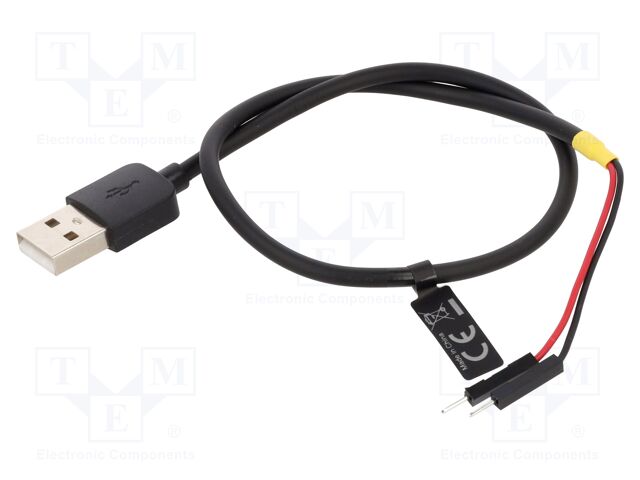 Cable; USB A plug,1pin pin header x2; 0.3m; black; 22AWG