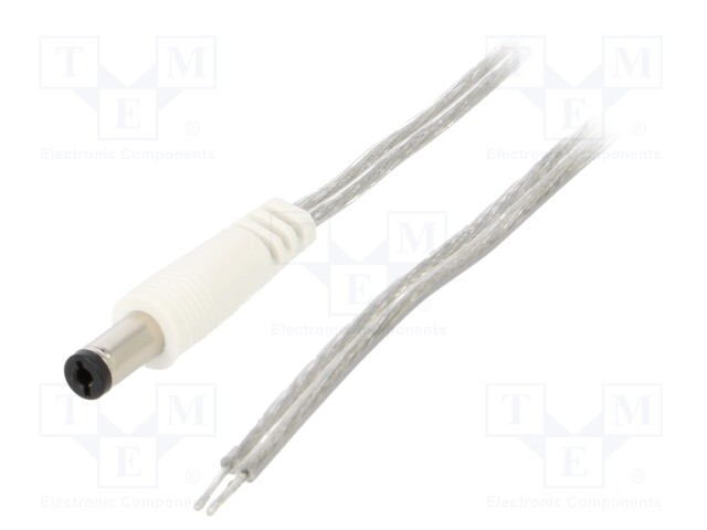 Cable; wires,DC 5,5/2,1 plug; straight; 0.5mm2; transparent; 1.5m