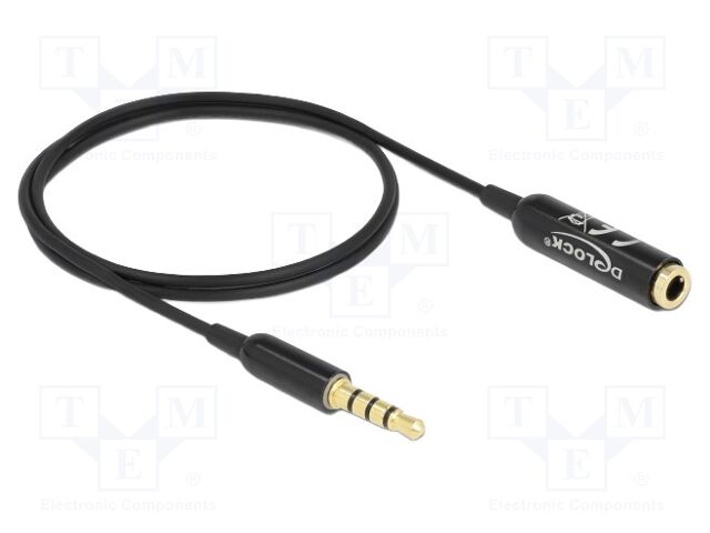 Cable; Jack 3.5mm 3pin socket,Jack 3,5mm 4pin plug; 0.5m; black