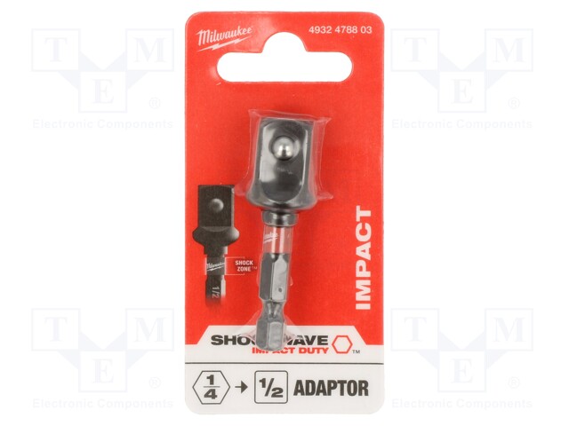 Adapter; Mounting: 1/2" square,1/4"