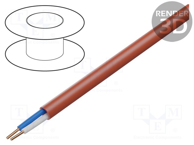 Wire; YnTKSY; 1x2x0,8mm2; 150V; PVC; Cu; stranded; red; CPR: Eca