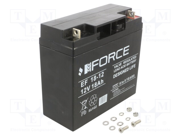 Re-battery: acid-lead; 12V; 18Ah; AGM; maintenance-free; EF